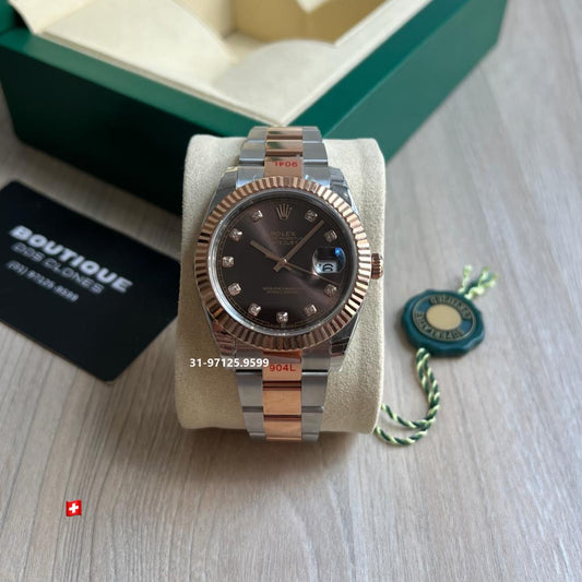 Rolex Datejust - 41mm / misto rose com pedras