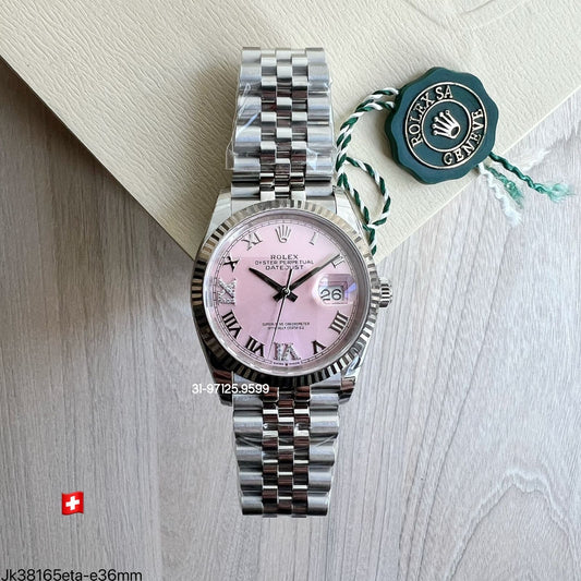 Rolex Datejust - 36mm / fundo Rosa - com pedras