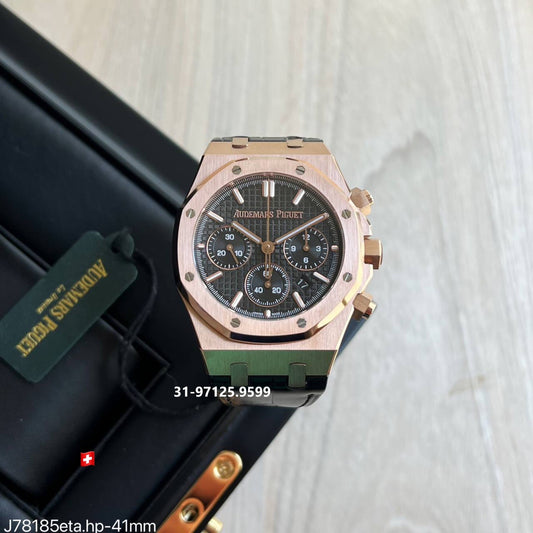 Audemars Piguet - 41mm / rose com pulseira marrom